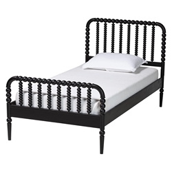 Baxton Studio Lucera Mid-Century Black Twin Size Bobbin Bed